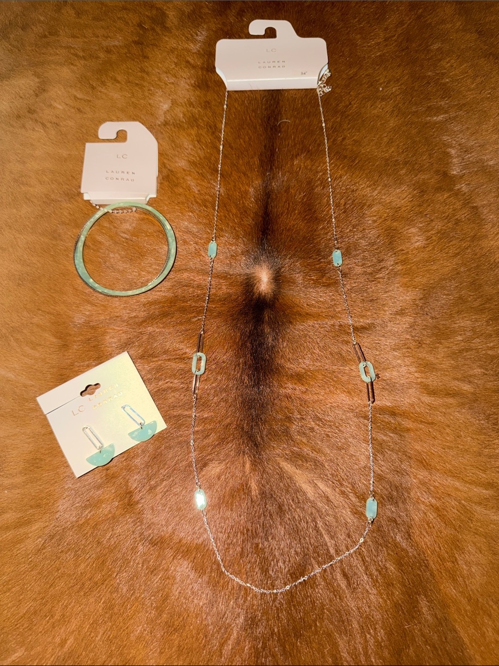 $52 3 piece  teal and silver Lauren Conrad jewelry bundle Nashville boho vibes